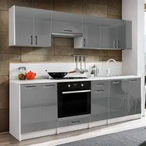 Muebles de cocina Eliza Gris Brillo 240 cm